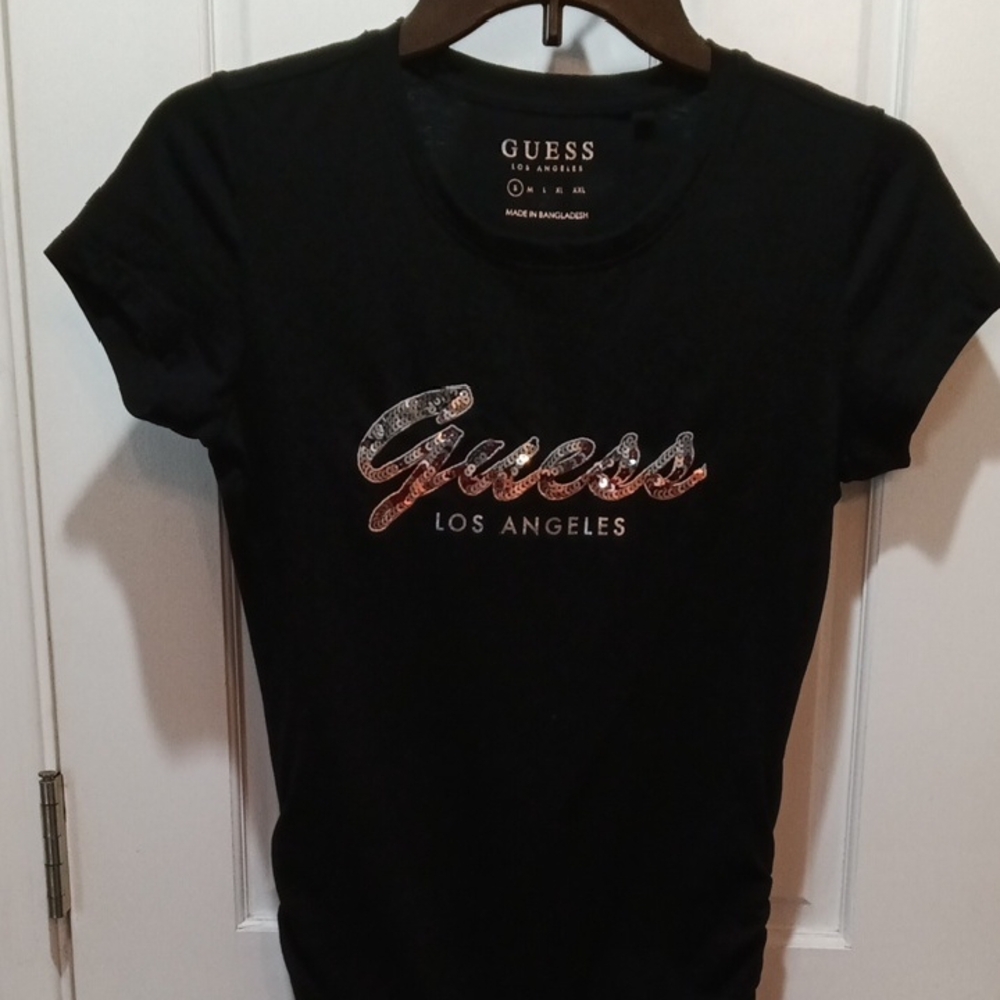 Guess Black Tee with Logo Detail